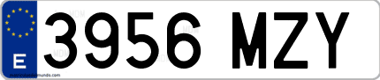 Ejemplo de matrícula de coche ordinaria 3956 MZY