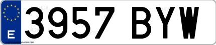 Ejemplo de matrícula española 3957 BYW