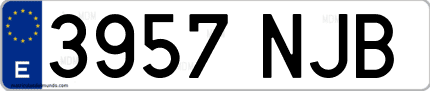 Ejemplo de matrícula de coche ordinaria 3957 NJB