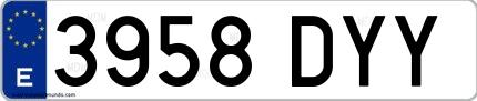 Ejemplo de matrícula española 3958 DYY