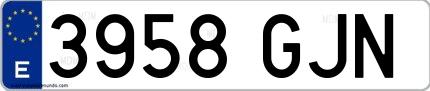 Ejemplo de matrícula española 3958 GJN