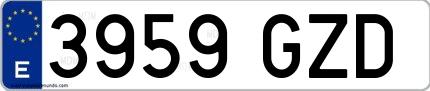 Ejemplo de matrícula española 3959 GZD