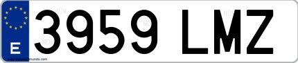 Ejemplo de matrícula española 3959 LMZ