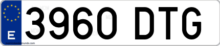 Ejemplo de matrícula de coche ordinaria 3960 DTG