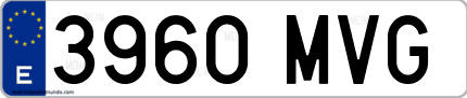 Ejemplo de matrícula de coche ordinaria 3960 MVG