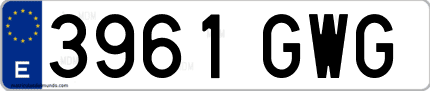 Ejemplo de matrícula de coche ordinaria 3961 GWG