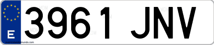 Ejemplo de matrícula de coche ordinaria 3961 JNV