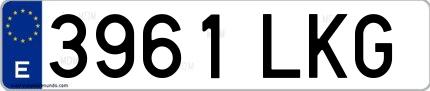 Ejemplo de matrícula española 3961 LKG