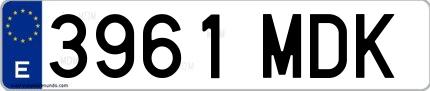 Ejemplo de matrícula española 3961 MDK