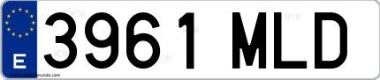 Ejemplo de matrícula española 3961 MLD