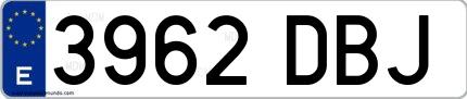 Ejemplo de matrícula española 3962 DBJ