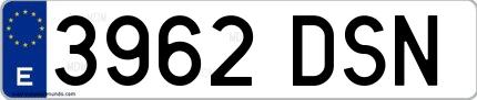 Ejemplo de matrícula española 3962 DSN