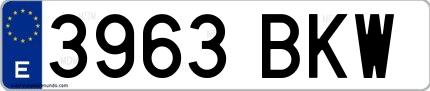 Ejemplo de matrícula española 3963 BKW
