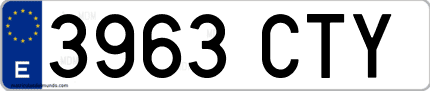 Ejemplo de matrícula de coche ordinaria 3963 CTY