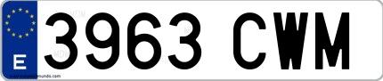 Ejemplo de matrícula española 3963 CWM