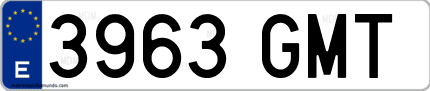 Ejemplo de matrícula de coche ordinaria 3963 GMT