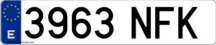 Ejemplo de matrícula española 3963 NFK