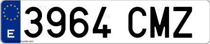 Ejemplo de matrícula de coche ordinaria 3964 CMZ