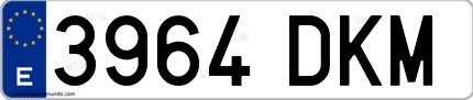 Ejemplo de matrícula de coche ordinaria 3964 DKM