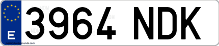 Ejemplo de matrícula de coche ordinaria 3964 NDK