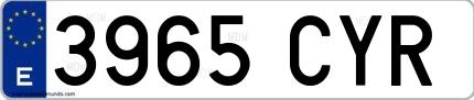 Ejemplo de matrícula española 3965 CYR
