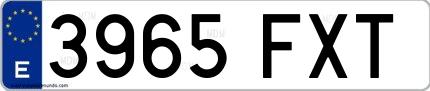 Ejemplo de matrícula española 3965 FXT