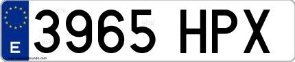 Ejemplo de matrícula española 3965 HPX