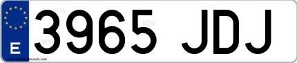 Ejemplo de matrícula española 3965 JDJ