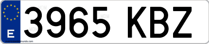 Ejemplo de matrícula de coche ordinaria 3965 KBZ