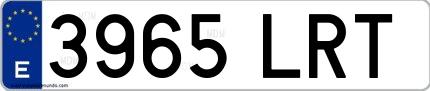 Ejemplo de matrícula española 3965 LRT