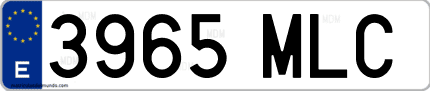 Ejemplo de matrícula de coche ordinaria 3965 MLC