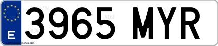 Ejemplo de matrícula española 3965 MYR