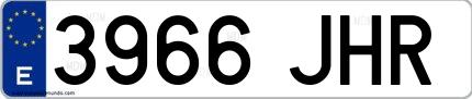 Ejemplo de matrícula española 3966 JHR