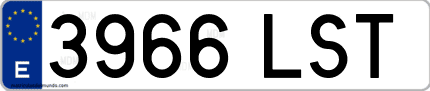 Ejemplo de matrícula de coche ordinaria 3966 LST