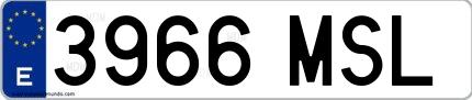 Ejemplo de matrícula española 3966 MSL