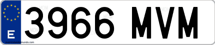 Ejemplo de matrícula de coche ordinaria 3966 MVM