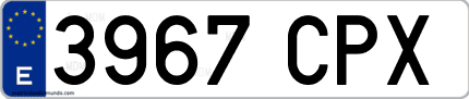 Ejemplo de matrícula de coche ordinaria 3967 CPX