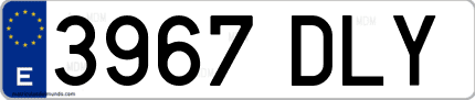 Ejemplo de matrícula de coche ordinaria 3967 DLY