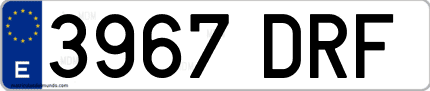 Ejemplo de matrícula de coche ordinaria 3967 DRF