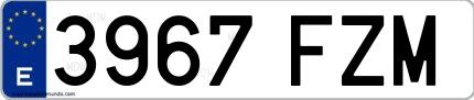 Ejemplo de matrícula española 3967 FZM