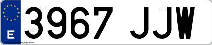 Ejemplo de matrícula española 3967 JJW