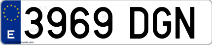 Ejemplo de matrícula de coche ordinaria 3969 DGN
