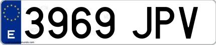 Ejemplo de matrícula española 3969 JPV