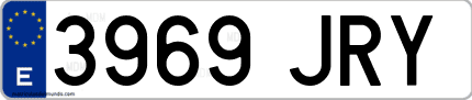 Ejemplo de matrícula de coche ordinaria 3969 JRY