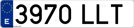 Ejemplo de matrícula de coche ordinaria 3970 LLT