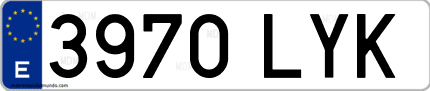 Ejemplo de matrícula de coche ordinaria 3970 LYK
