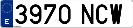 Ejemplo de matrícula de coche ordinaria 3970 NCW