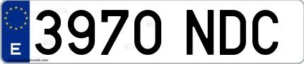 Ejemplo de matrícula española 3970 NDC