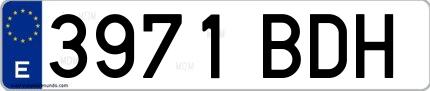Ejemplo de matrícula española 3971 BDH