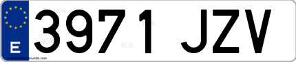 Ejemplo de matrícula de coche ordinaria 3971 JZV